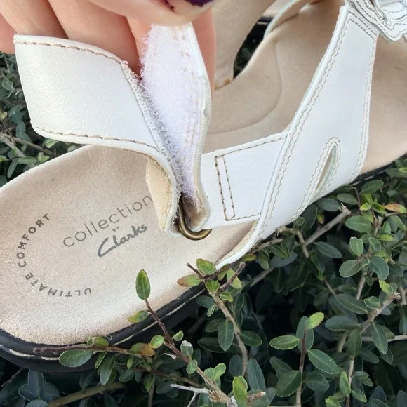 Clarks Leisa Skip White Leather Adjustable Sling back Sandals 10M - Picture 5 of 9